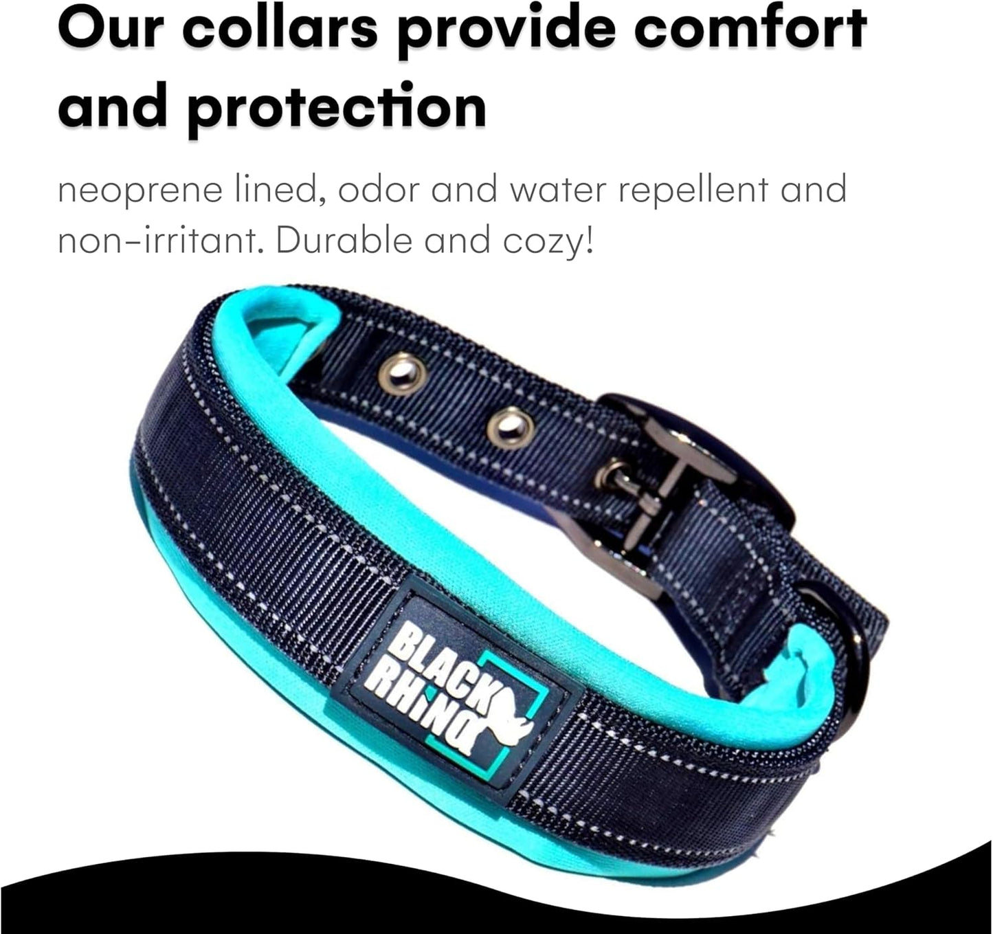 Medium Dog Collars - Adjustable Reflective Heavy-Duty Collar with Ultra-Soft Neoprene Padding - Weatherproof, Durable, and Comfortable for Active Dogs - Aqua and Gray