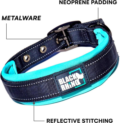 Medium Dog Collars - Adjustable Reflective Heavy-Duty Collar with Ultra-Soft Neoprene Padding - Weatherproof, Durable, and Comfortable for Active Dogs - Aqua and Gray