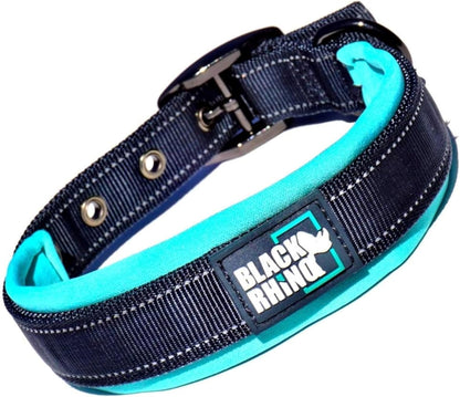 Medium Dog Collars - Adjustable Reflective Heavy-Duty Collar with Ultra-Soft Neoprene Padding - Weatherproof, Durable, and Comfortable for Active Dogs - Aqua and Gray