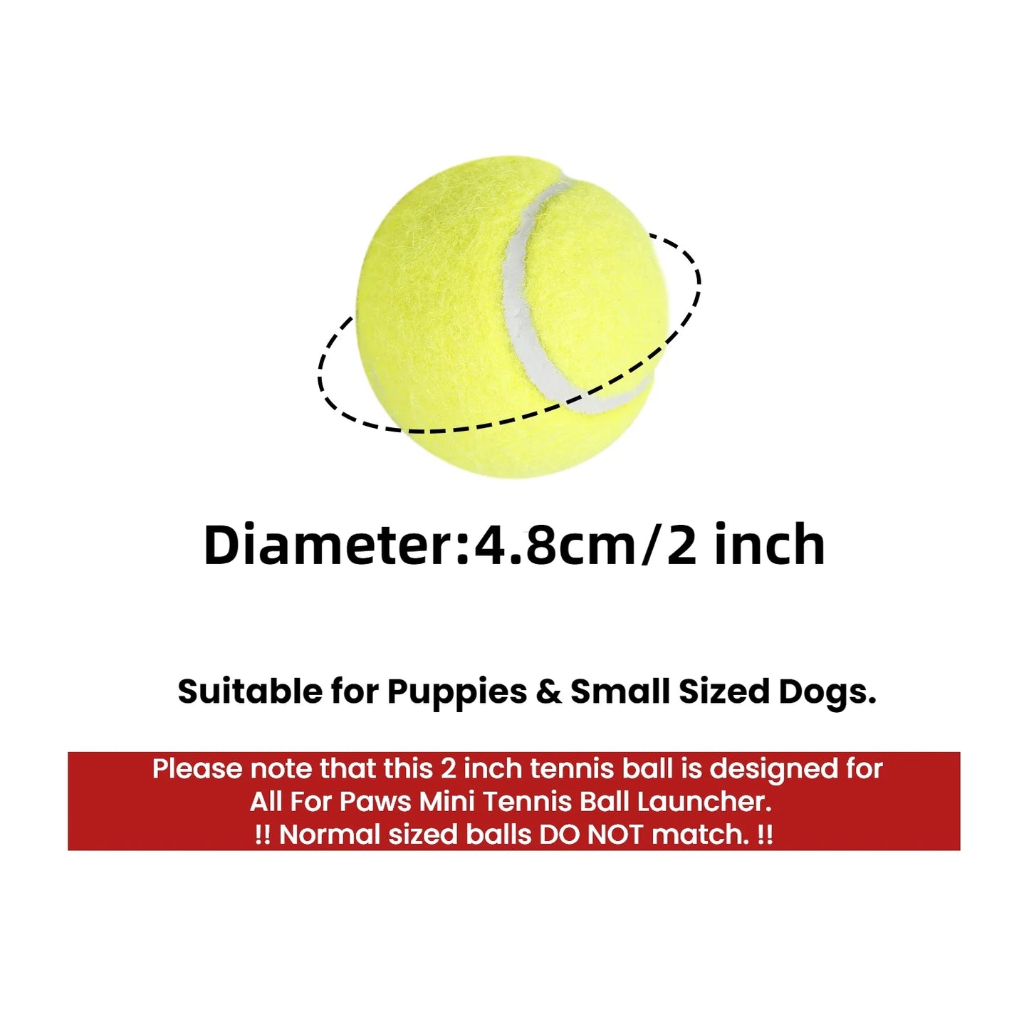 Dog Tennis Ball Toy Set, 6-Pack Fetch Balls for Puppies and Small Dogs (2-Inch AFP Mini Automatic Ball Launcher Refills)