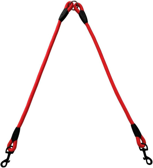 Dual Dog Leash with 360° Swivel Coupler - Tangle-Free Rope for Two Dogs