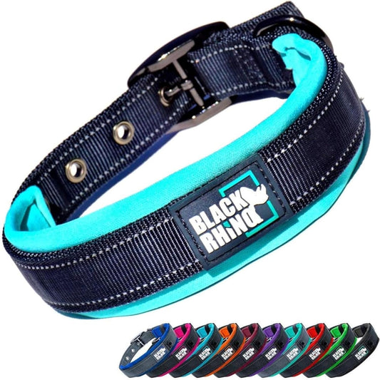 Medium Dog Collars - Adjustable Reflective Heavy-Duty Collar with Ultra-Soft Neoprene Padding - Weatherproof, Durable, and Comfortable for Active Dogs - Aqua and Gray