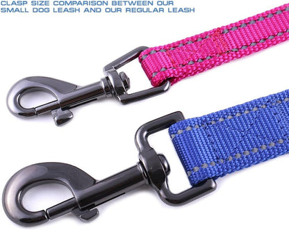 Reflective Nylon Leash for Small Dogs - Support Dog Rescue with Every Purchase (Black, 4X5/8)