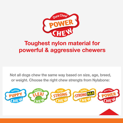 X-Large Double Bone Power Chew Toy for Aggressive Chewers - Bacon Flavor, Suitable for Dogs Over 50 lbs, Single Count